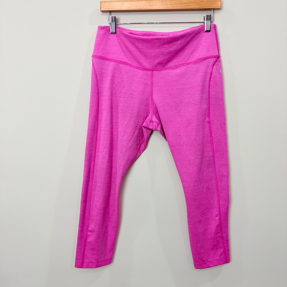Nike Women Large Pink Dri-FIT Cropped Running Leggings Epic Fast Athletic Sport
